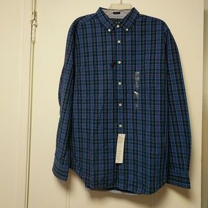 Tommy Hilfiger blue plaid dress shirt size L NWT